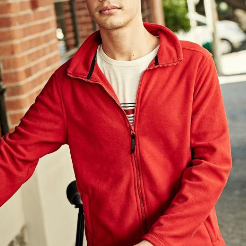 Mens Plain Micro Fleece Full Zip Jacket (Layer Lite) (Classic Red) 2/5