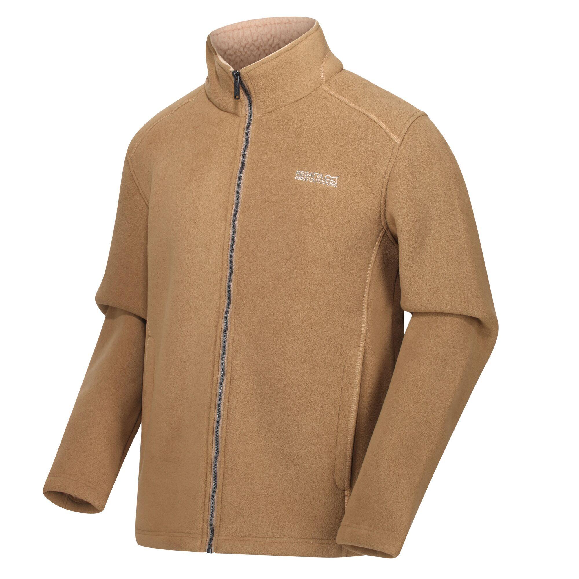 Mens Garrian Full Zip Jacket (Dark Camel/Oat Brown) 3/4