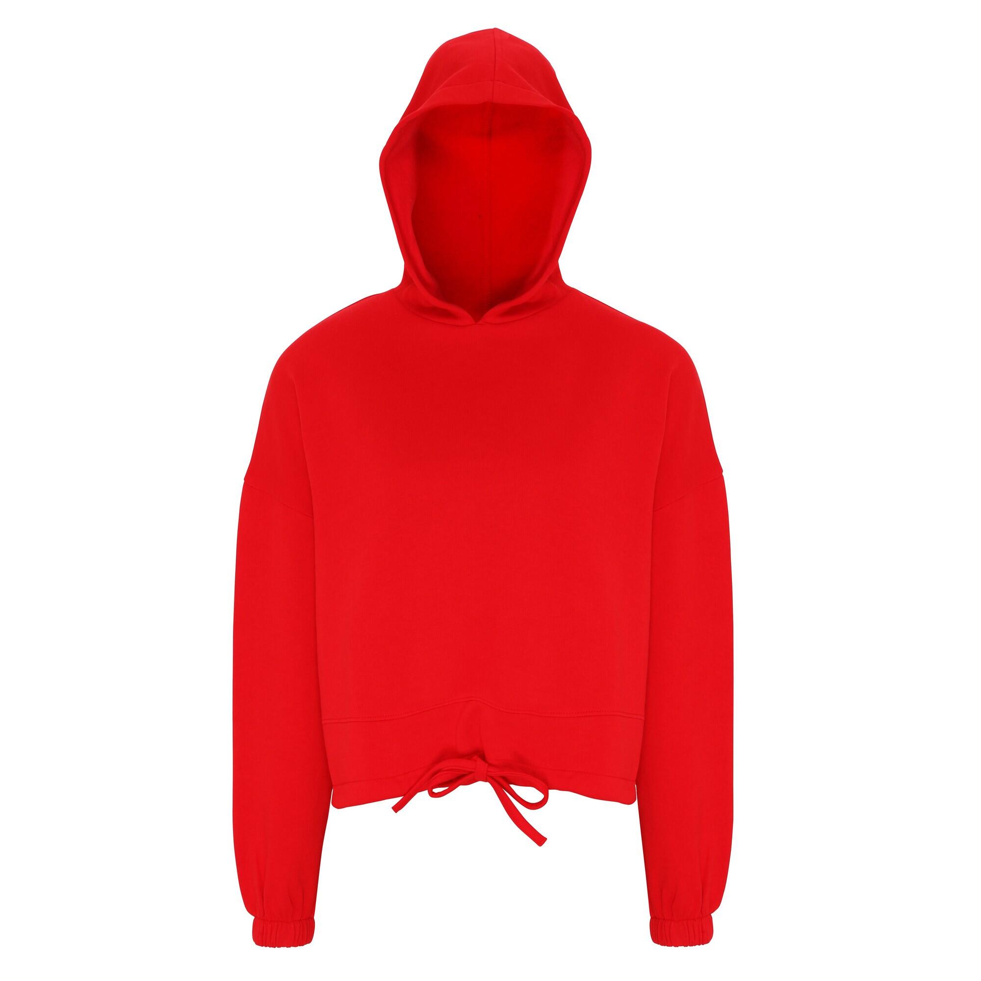 TRIDRI Womens/Ladies Cropped Oversize Hoodie (Fire Red)