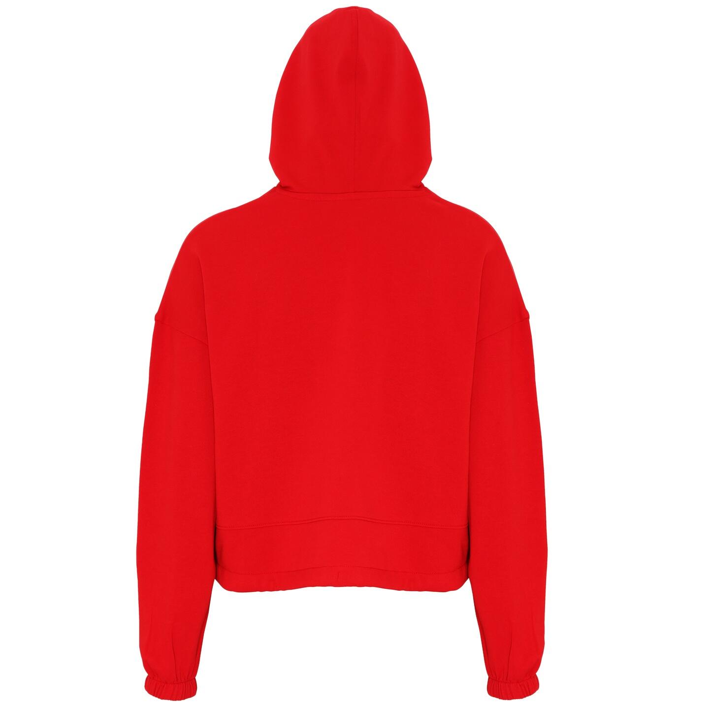 Felpa Corta In Vita Oversize Con Cappuccio Donna TriDri Rosso 2/3