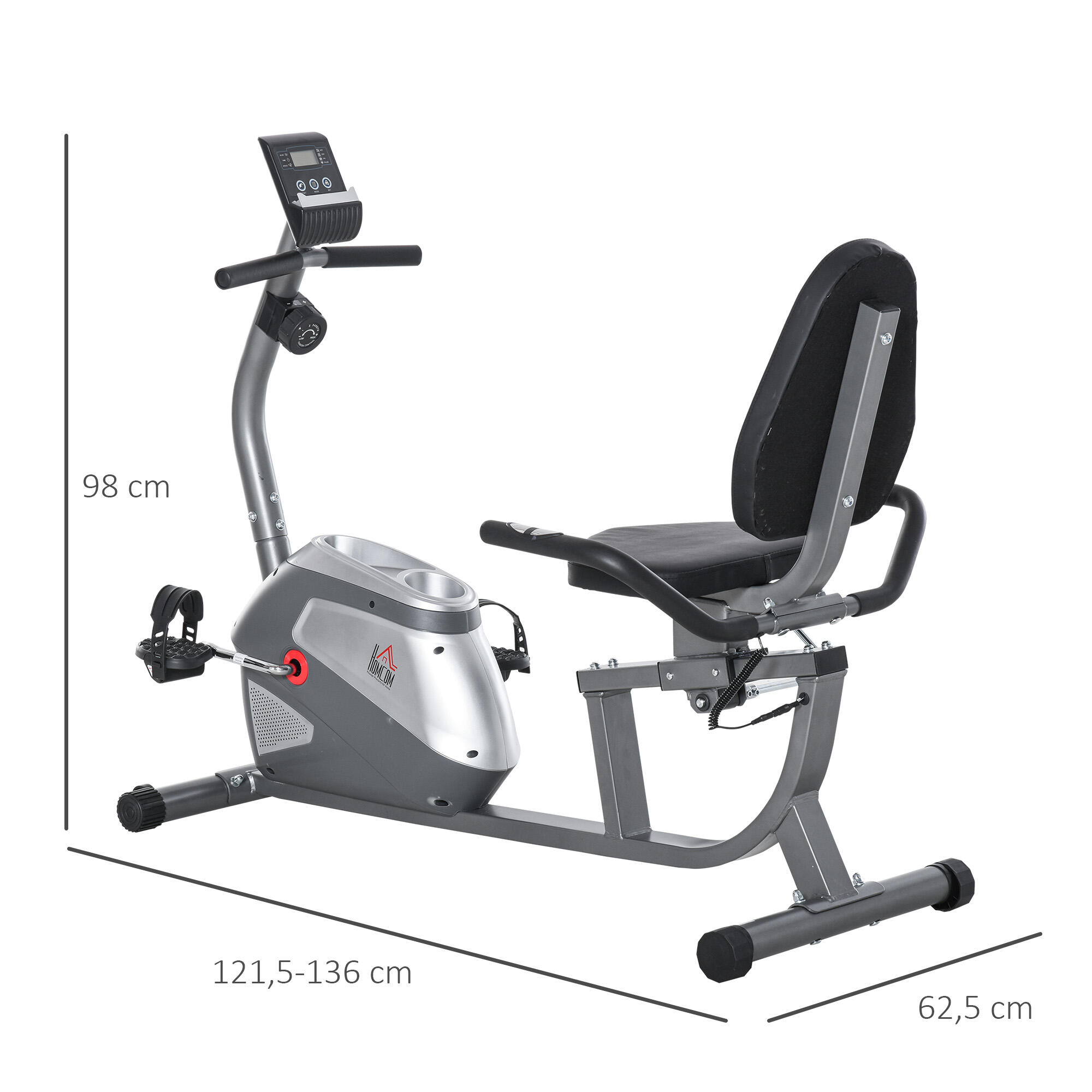 Bicicleta ergométrica reclinável com tela LCD 3/5