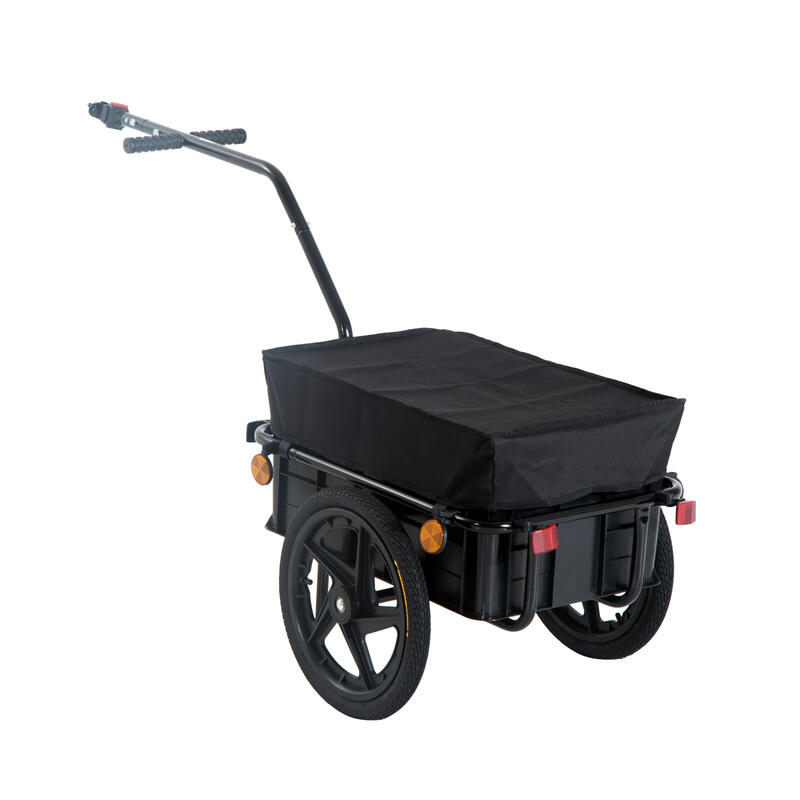 HOMCOM Remolque de Bicicleta para Carga Equipaje 40kg Reflector y Asas de Acero