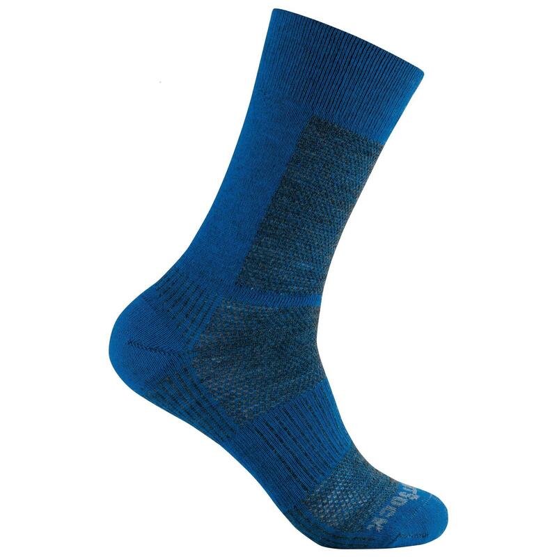 Wrightsock Coolmesh Merino Crew - Electric blue/Grijs - Dubbellaags