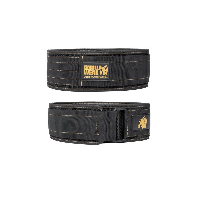 Gorilla Wear 4 Inch Nylon Gewichthebergürtel - Schwarz / Gold