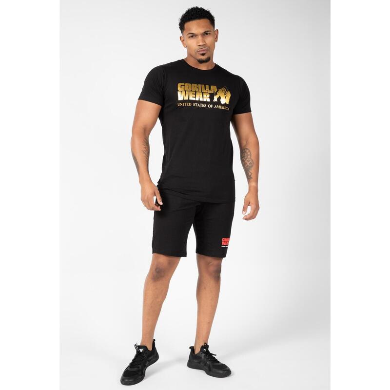 Camiseta Musculación Manga Corta Algodón Hombre GORILLA WEAR Classic Negro