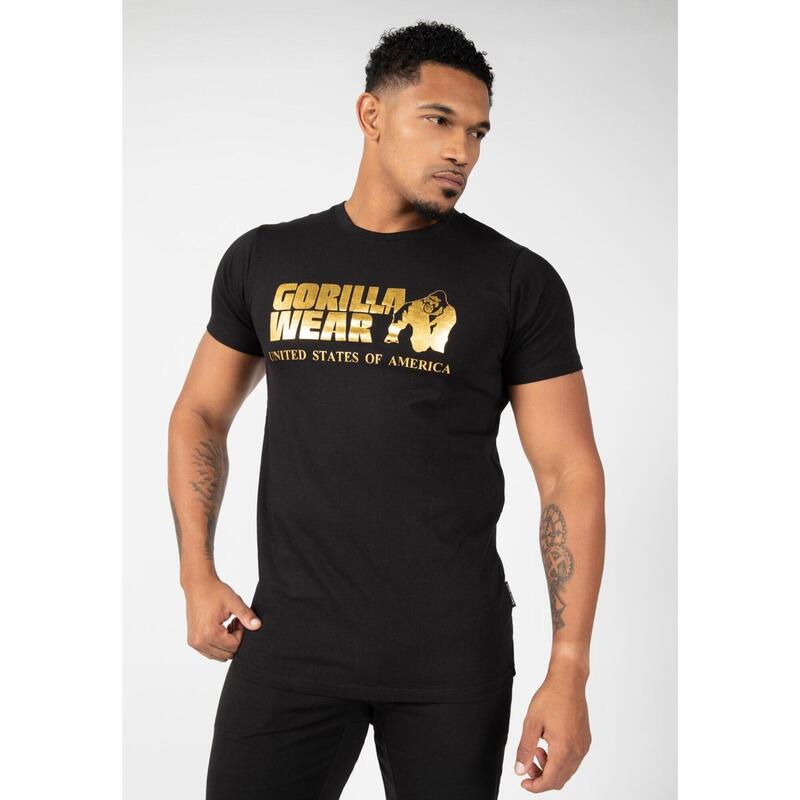 Camiseta Musculación Manga Corta Algodón Hombre GORILLA WEAR Classic Negro