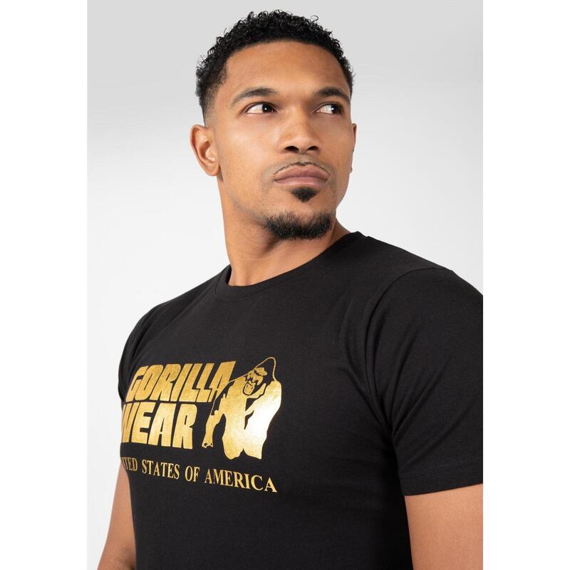 Camiseta Musculación Manga Corta Algodón Hombre GORILLA WEAR Classic Negro