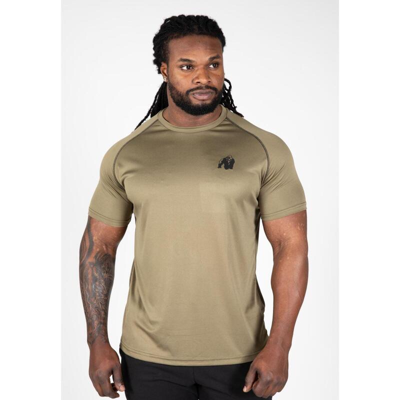 Camiseta Performance Hombre musculación manga corta gorilla wear negro rojo