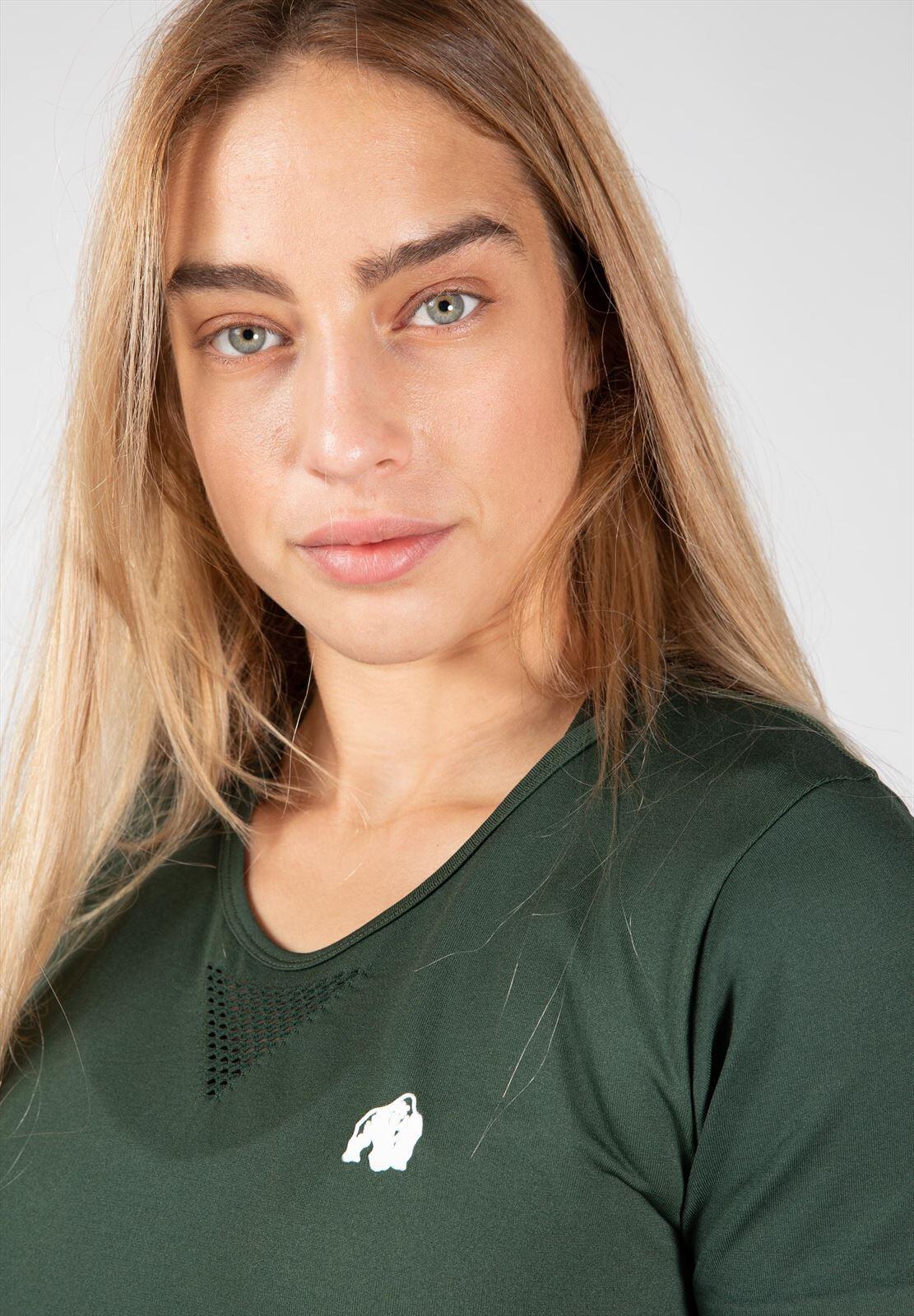 Camiseta Musculación Manga Corta Mujer GORILLA WEAR Neiro Verde 5/5