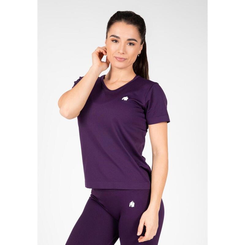 Camiseta Musculación Manga Corta Mujer GORILLA WEAR Neiro Morado
