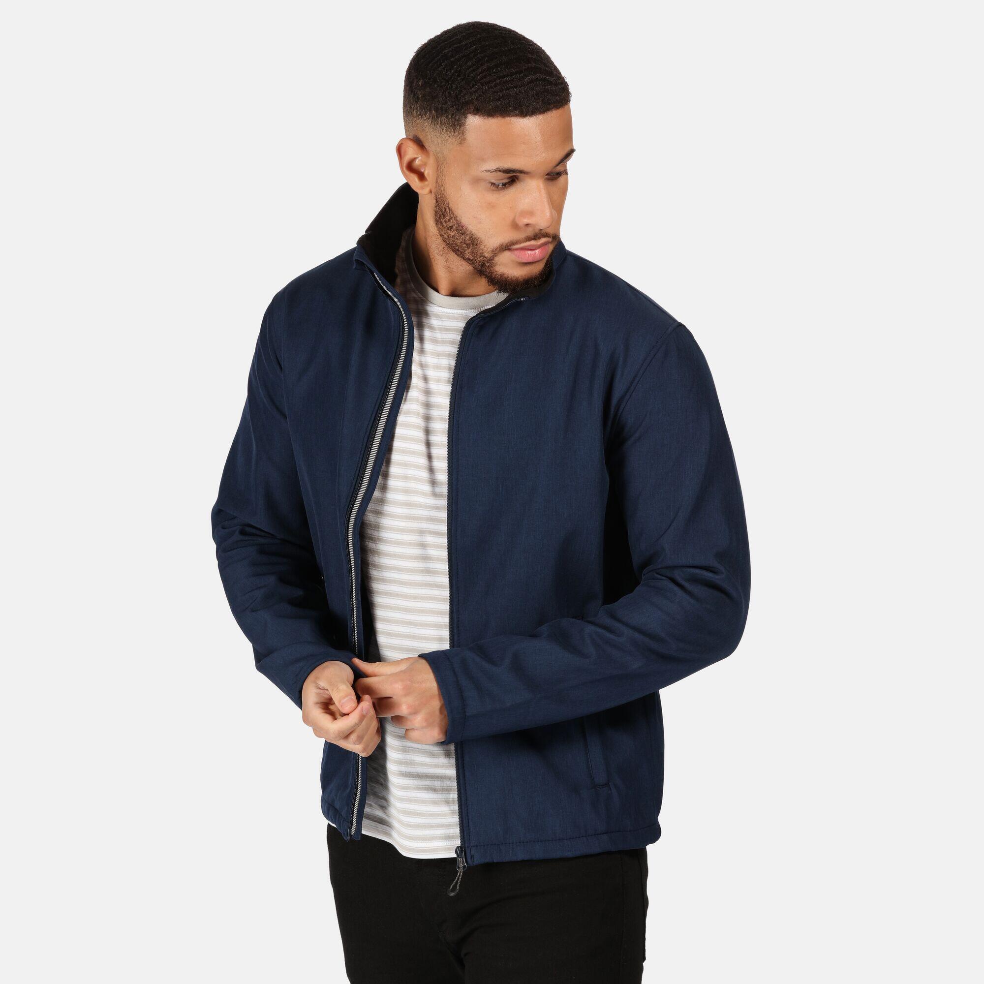 Mens Limestone Marl Soft Shell Jacket (Navy Marl) 3/5