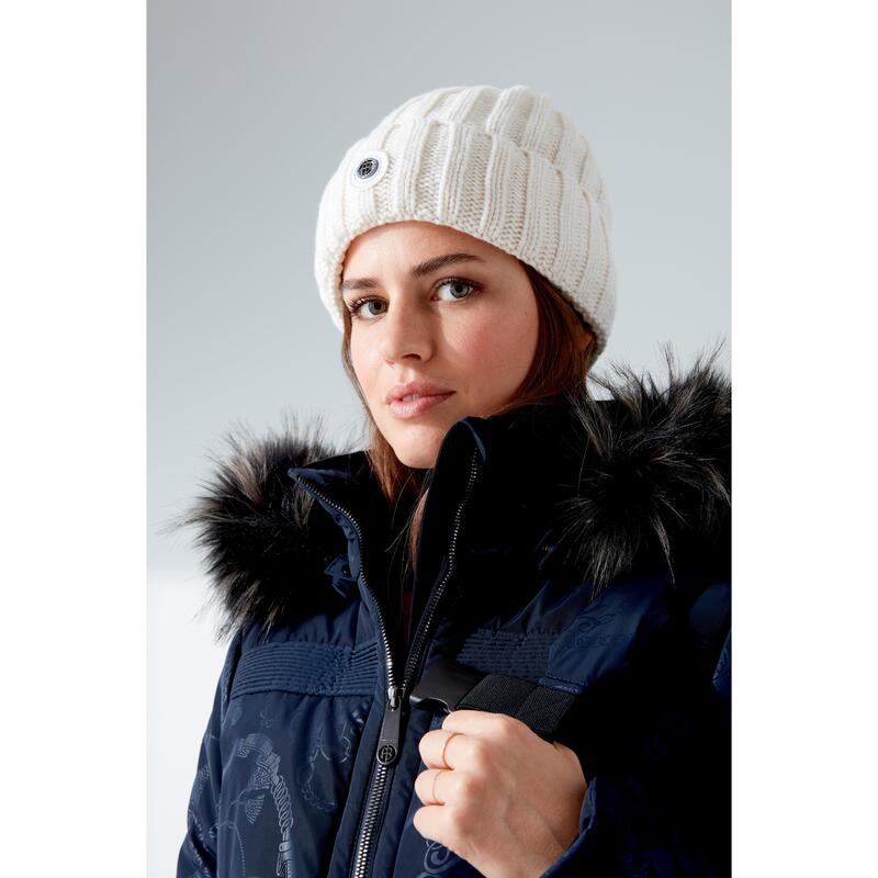 Bonnet Côtelé Avec Pompon Poivre 6182 White Femme