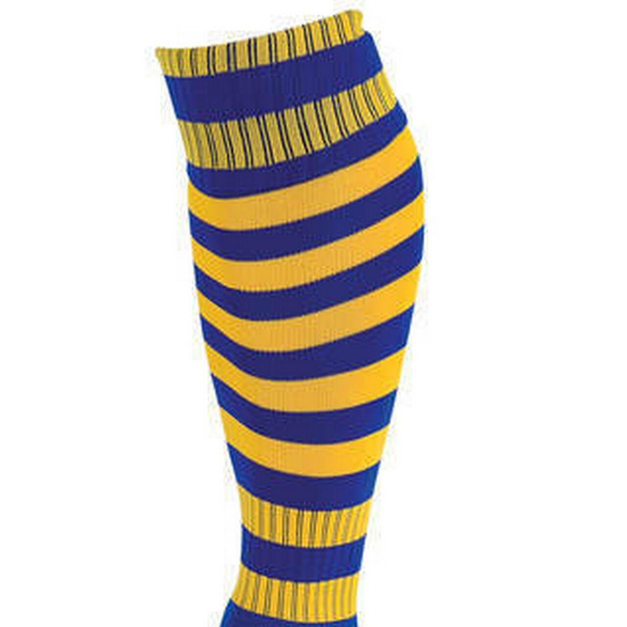 Unisex Adult Pro Hooped Football Socks (Royal Blue/Gold) 2/2