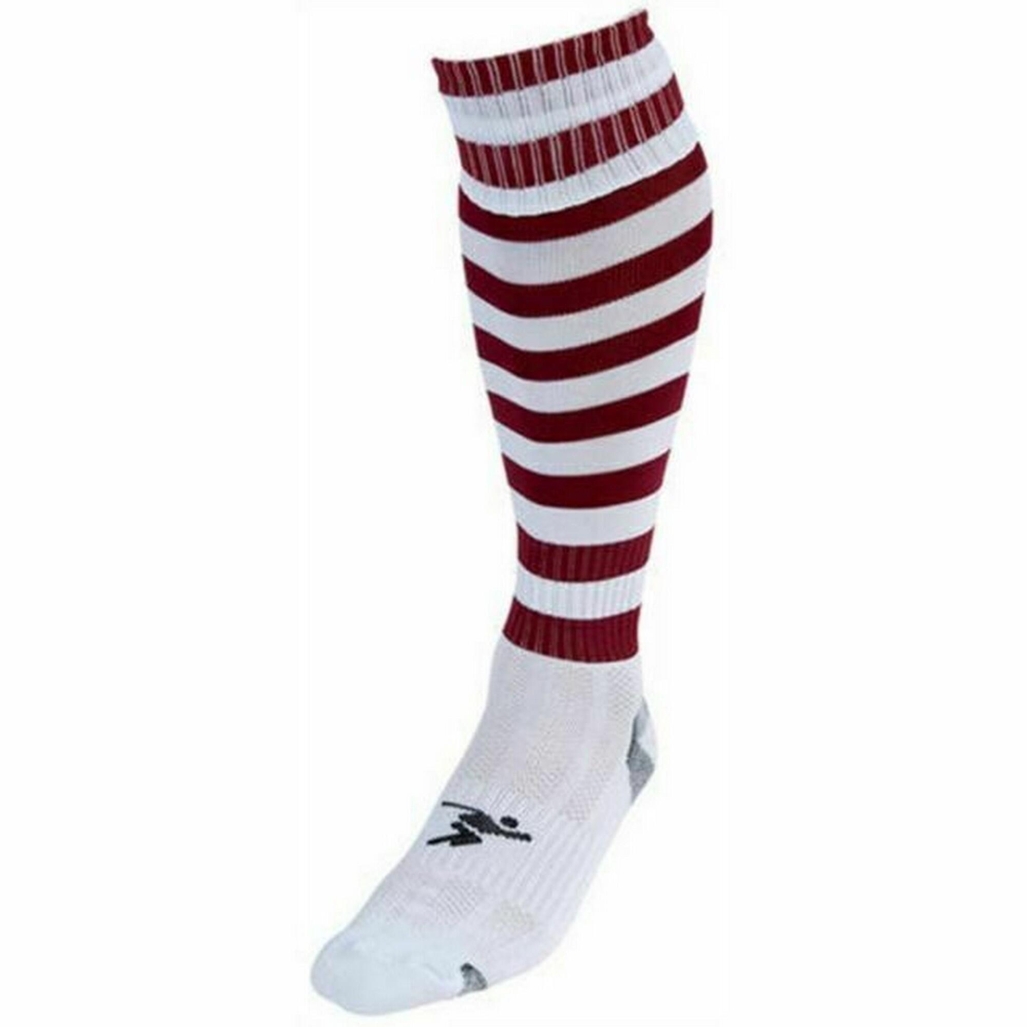 PRECISION Unisex Adult Pro Hooped Football Socks (White/Maroon)