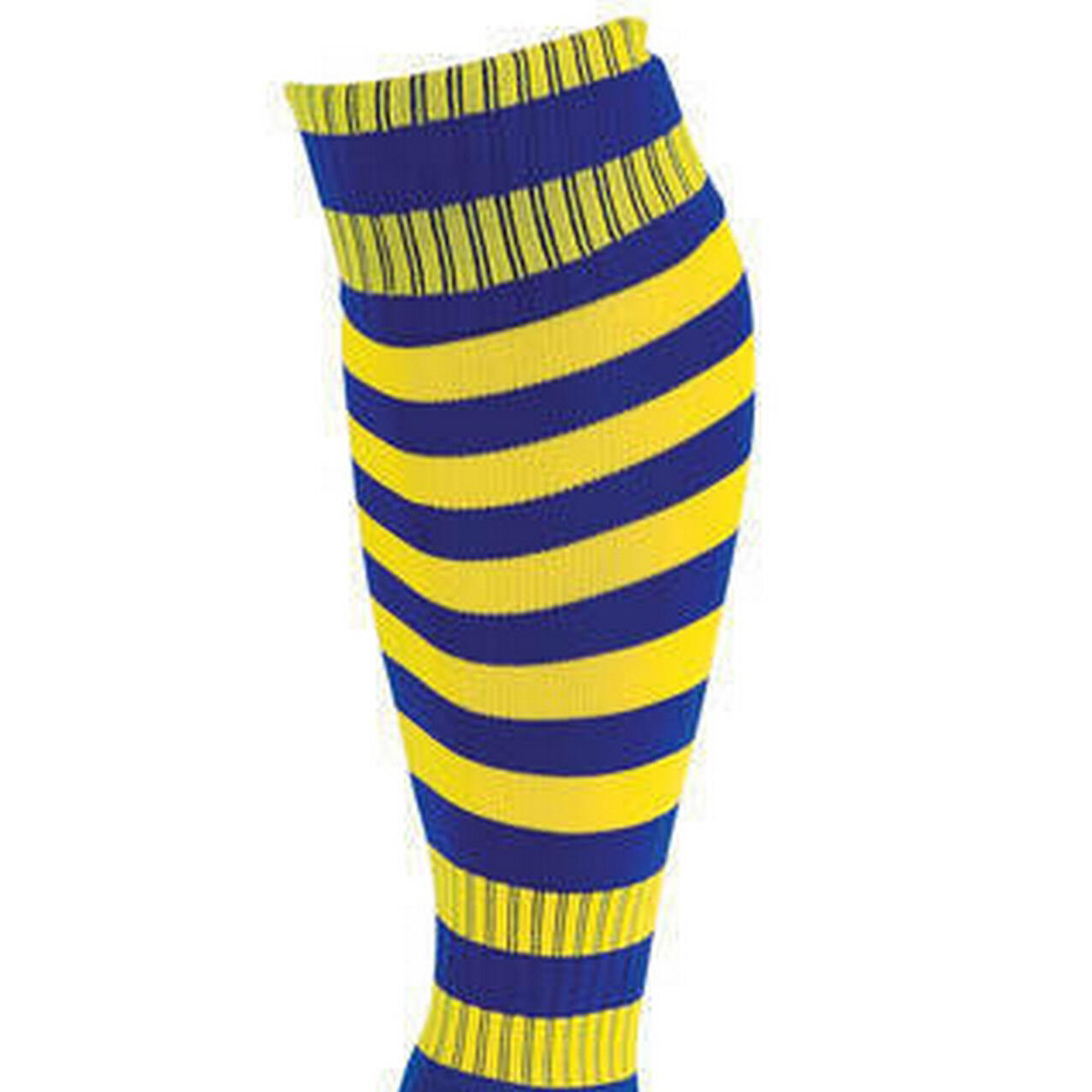 Unisex Adult Pro Hooped Football Socks (Royal Blue/Yellow) 2/2