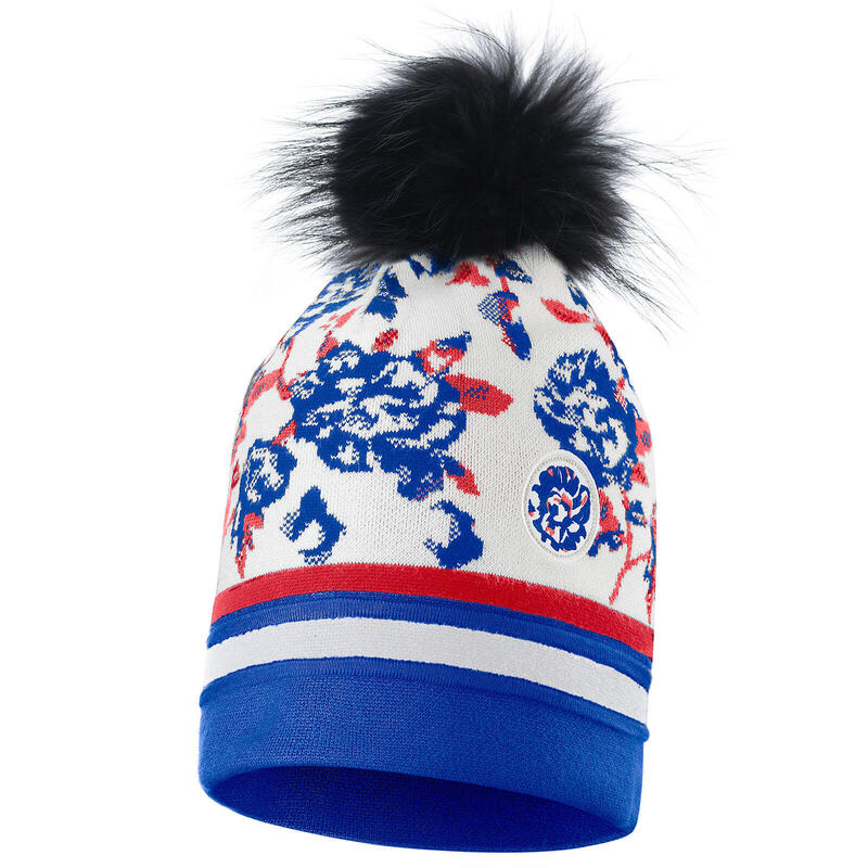 Bonnet En Maille Poivre Blanc 6180-wo/b Blue Flower Femme