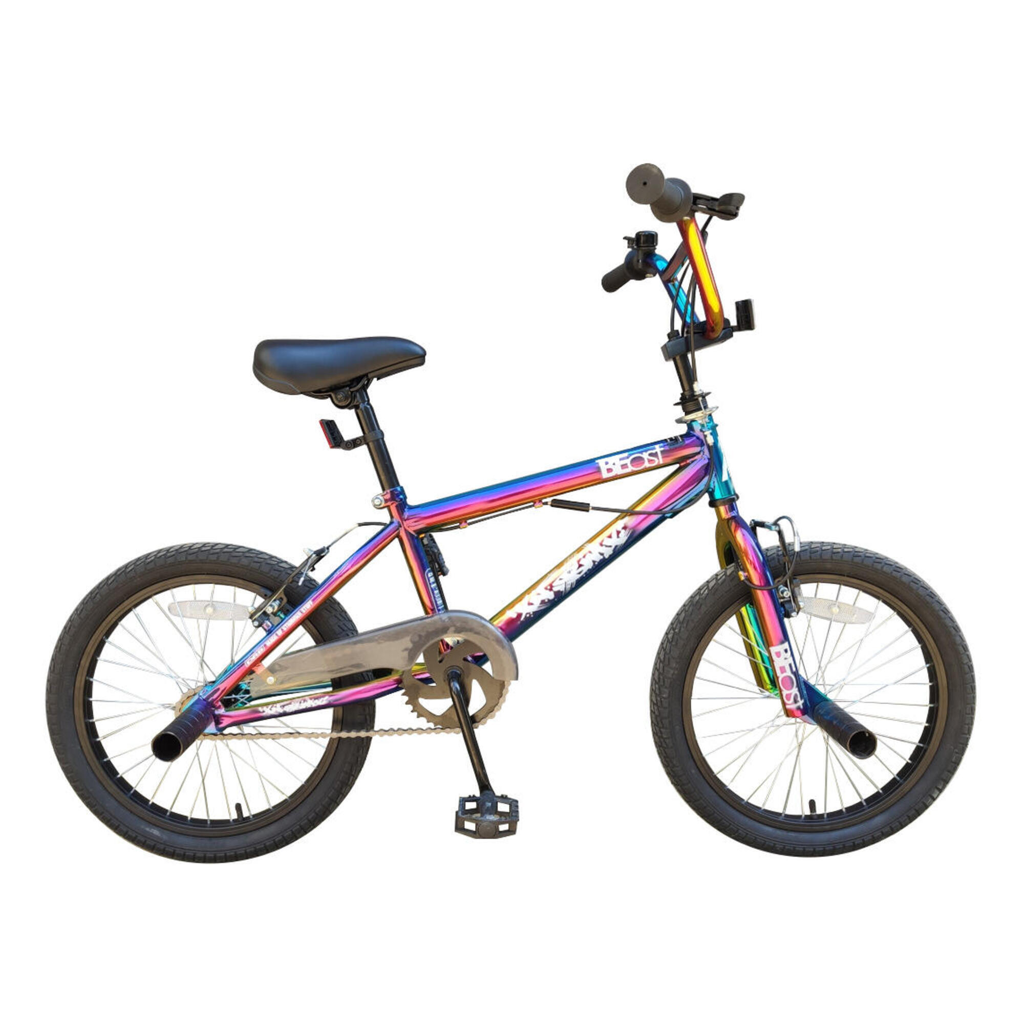 XN Beast 18In Kids Freestyle BMX Bike, 360 Gyro - Neo Chrome Jet Fuel 1/1