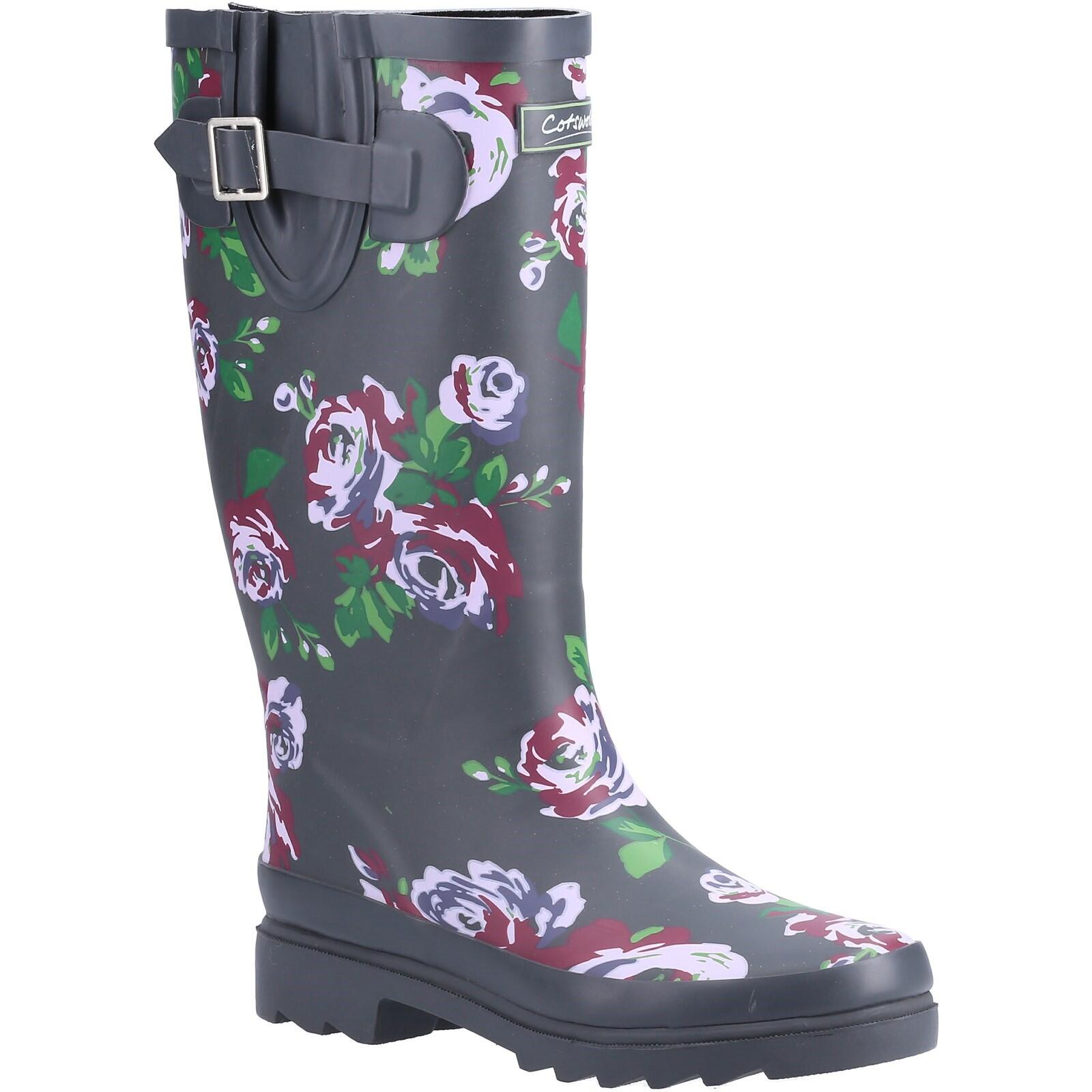 Blossom Patterned Wellingtons Purple 2/4