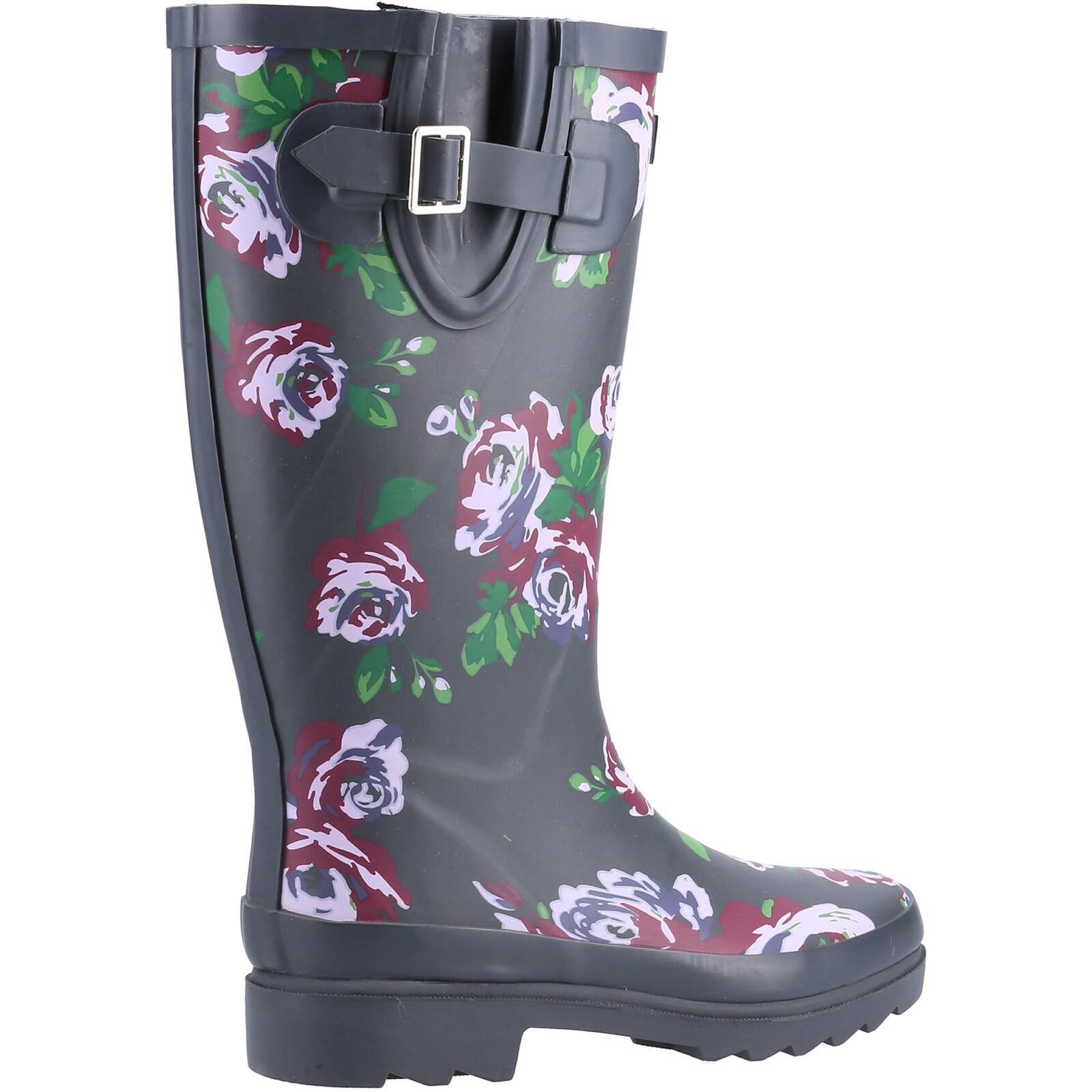 Blossom Patterned Wellingtons Purple 3/4