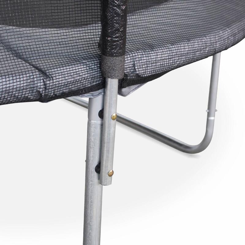 Trampoline 245cm - Pluton gris avec son filet de protection