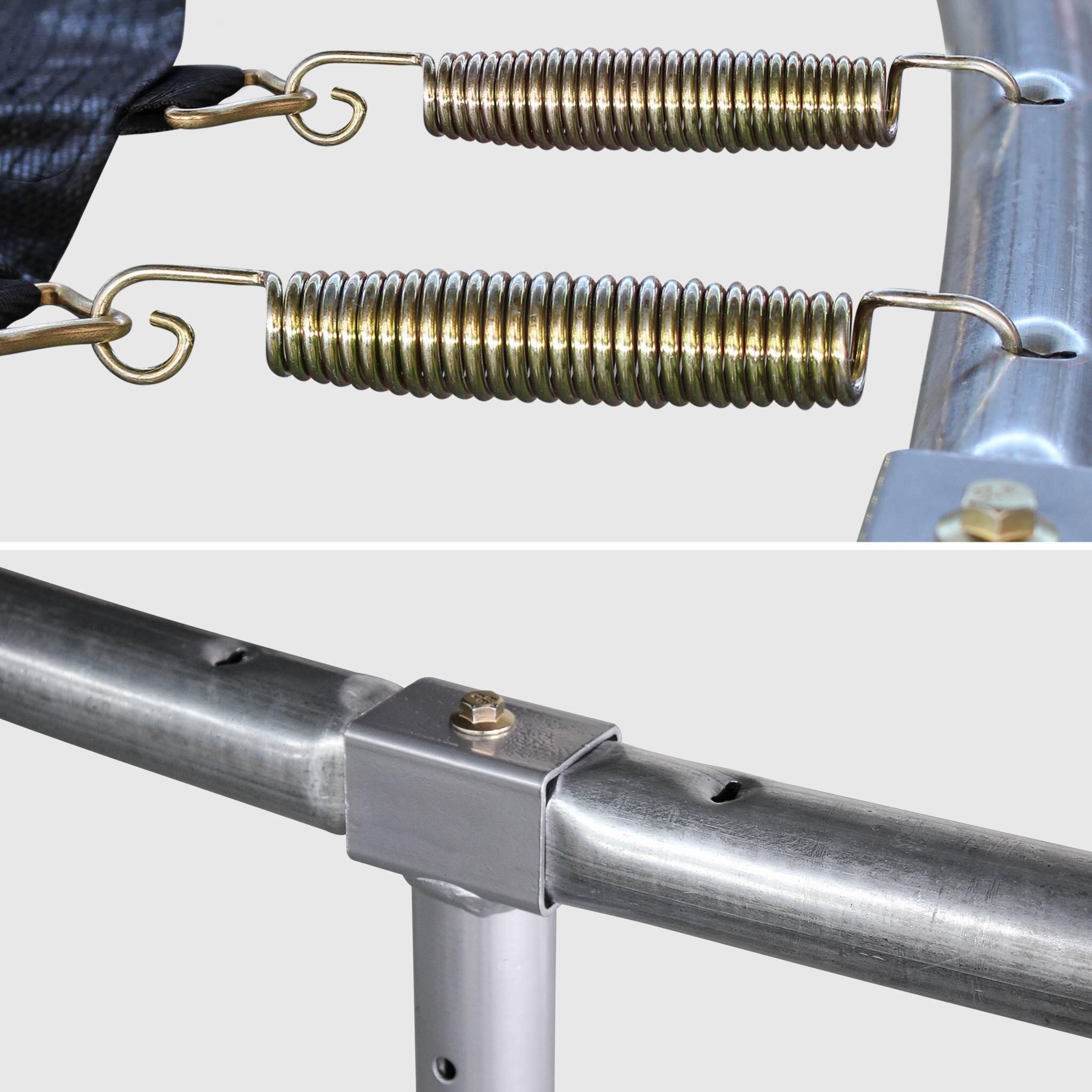 460cm graues Trampolin mit Sicherheitsnetz Leiter Plane Schuhnetz Ankersatz 5/5