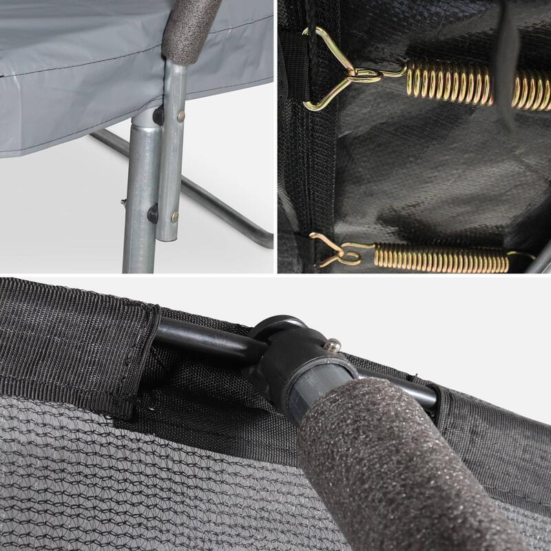 Trampoline rond  430cm gris avec filet de protection intérieur et accessoires -