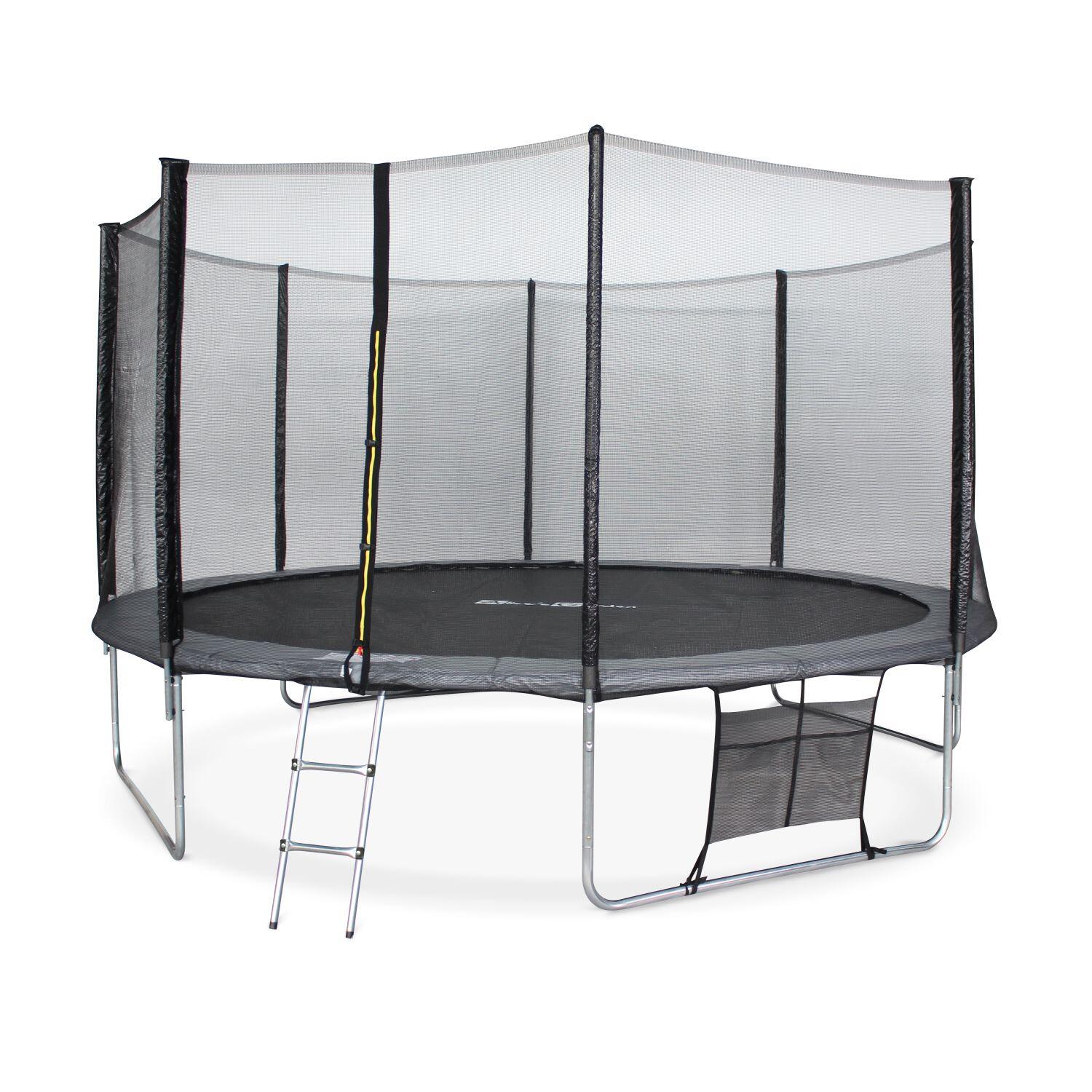 Trampoline 430cm XXL gris avec filet, échelle | sweeek 2/5