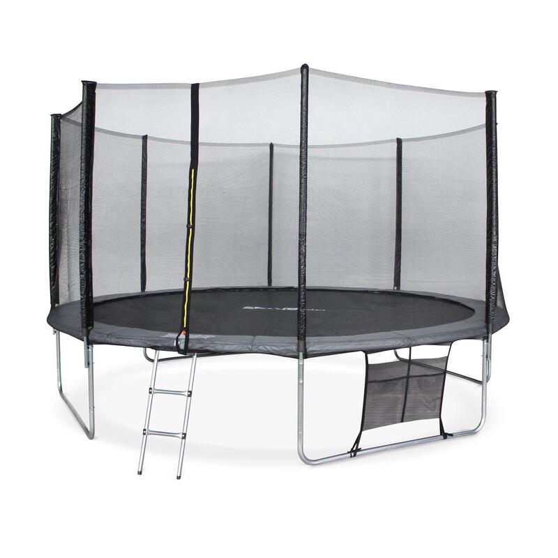 Trampoline 430cm - Vénus XXL gris avec filet, échelle, bâche, filet chaussures,