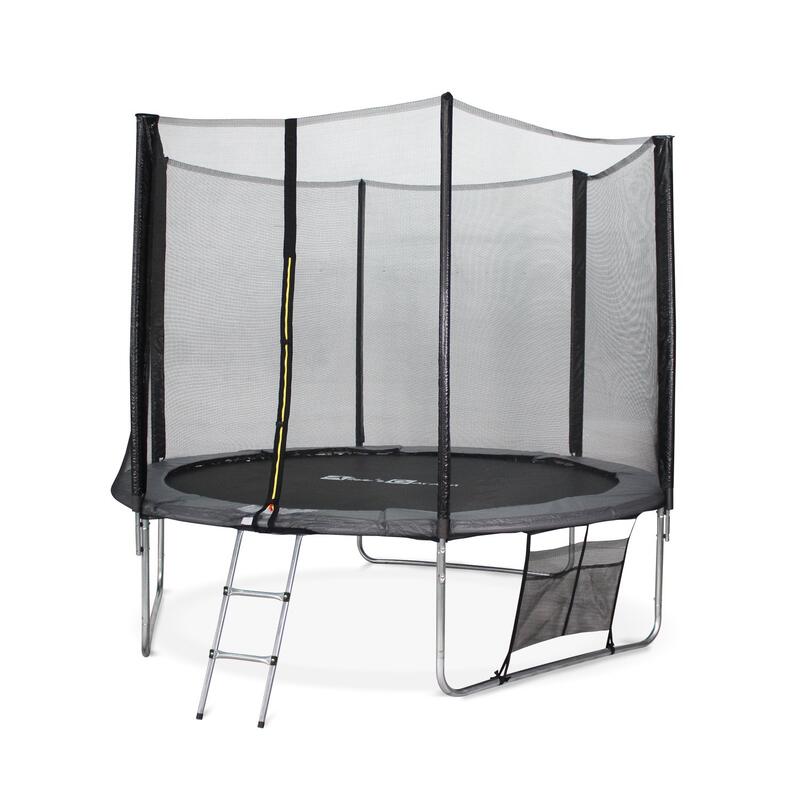 Trampoline 305cm - Mars XXL gris avec filet, échelle, bâche, filet chaussures,