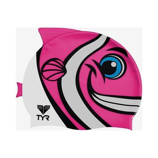 Bonnet de bain en silicone TYR Kids Happy Fish - Rose/Noir
