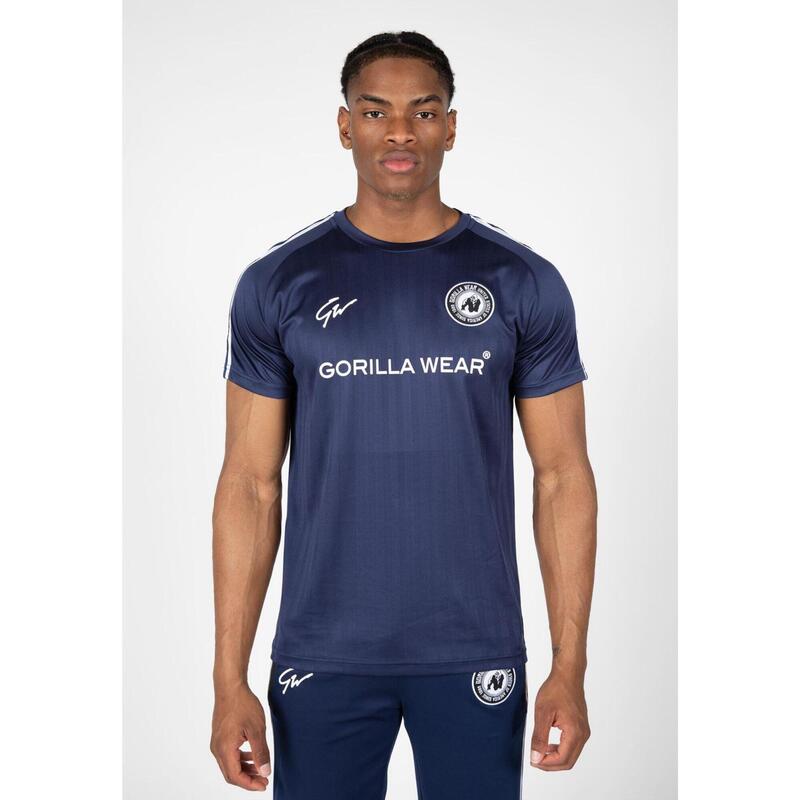 Camiseta Musculación Manga Corta Poliéster Hombre GORILLA WEAR Stratford Azul