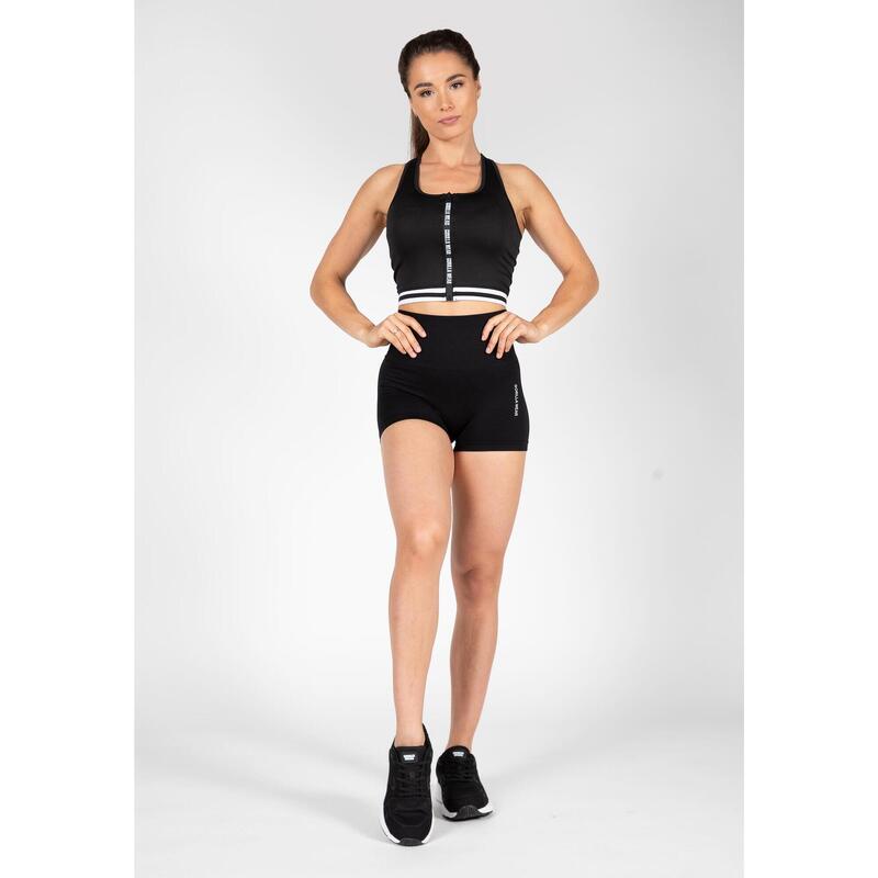 Mesa Zip Front Crop Top  Black