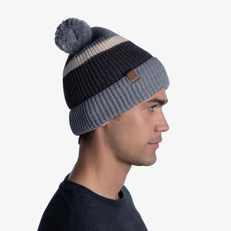 Czapka biegowa unisex Buff Knitted Hat Elon Ash ciepła z pomponem