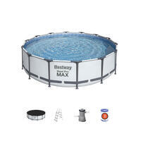 Piscine tubulaire - Peridot 14,5m² grise- piscine ronde Ø4,3m avec pompe