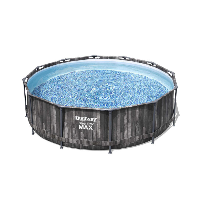 Piscine tubulaire  - Opalite grise - aspect bois, piscine ronde Ø3,6m