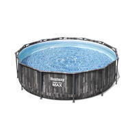 Piscine tubulaire - Opalite grise - aspect bois, piscine ronde Ø3,6m