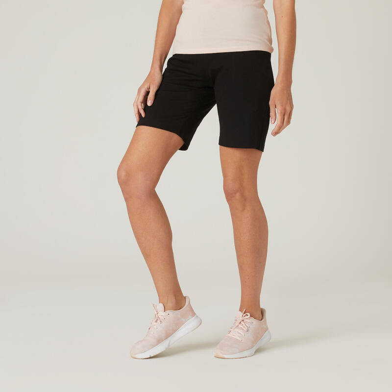 Reconditionné - Short Coton Fitness Fit+ Coupe droite Noir - Très bon