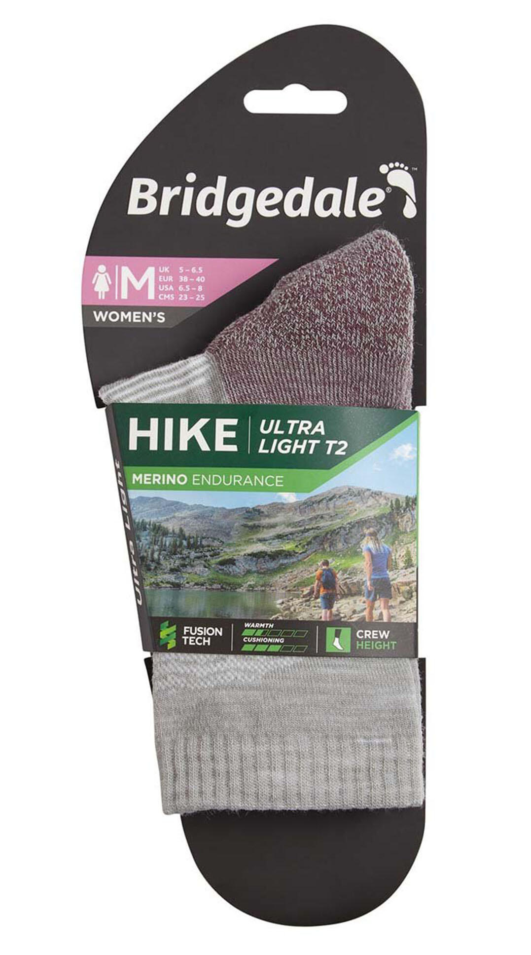 HIKE Ultralight T2 Merino Performance Pattern Crew Women's - Aubergine 5/7