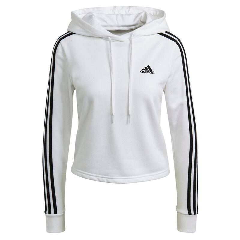 Hanorac femei adidas Essentials 3-Stripes Cropped, Alb