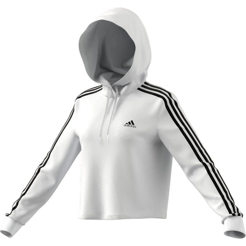 Sudadera con capucha adidas Essentials 3-Stripes, Blanca, Mujer