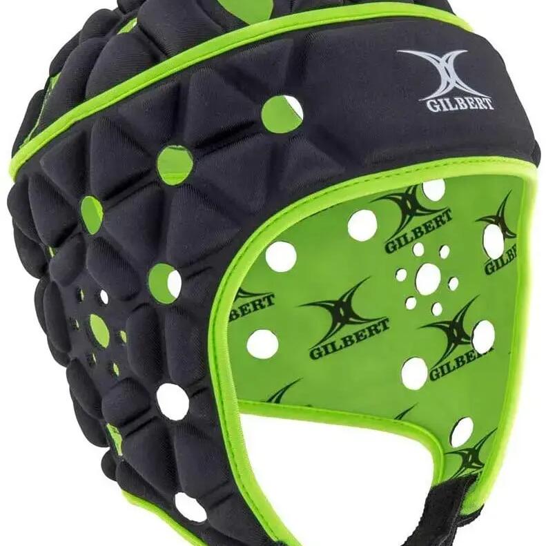 Gilbert Air Rugby Headguard Noir, intérieur vert