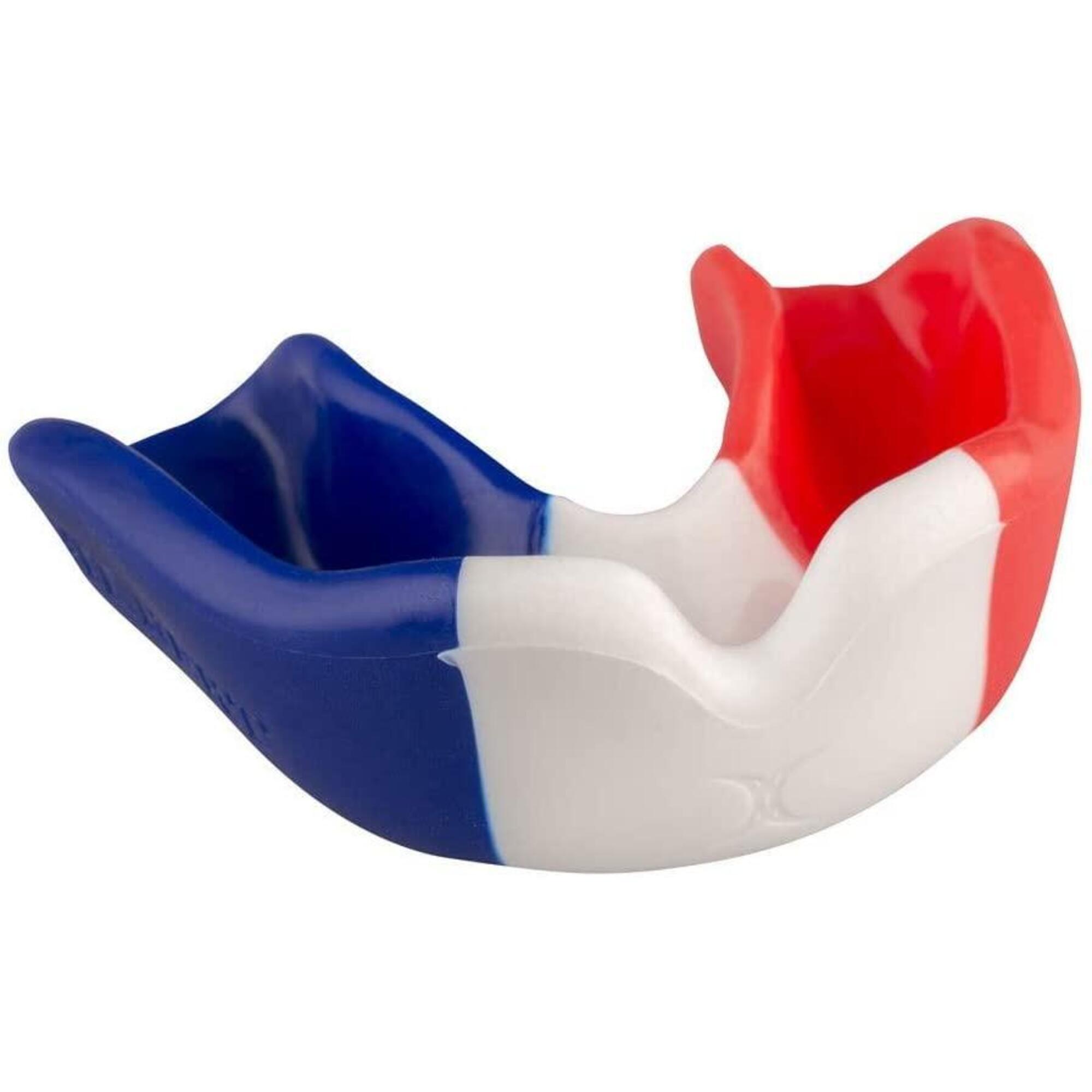 Protector bucal tricolor pentru copii Gilbert, albastru, alb și roșu