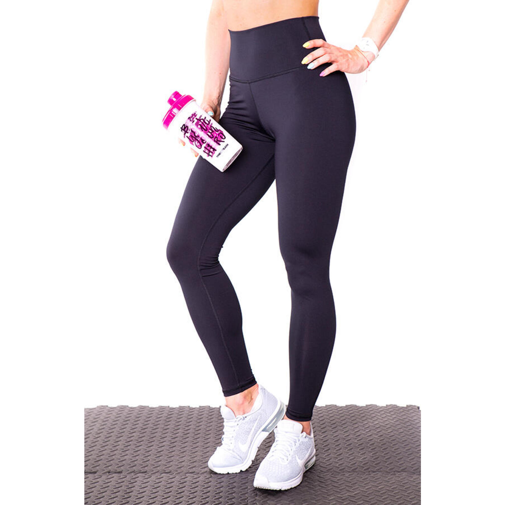 Czarne legginsy z wysokim stanem na siłownię damskie 2skin BASIC