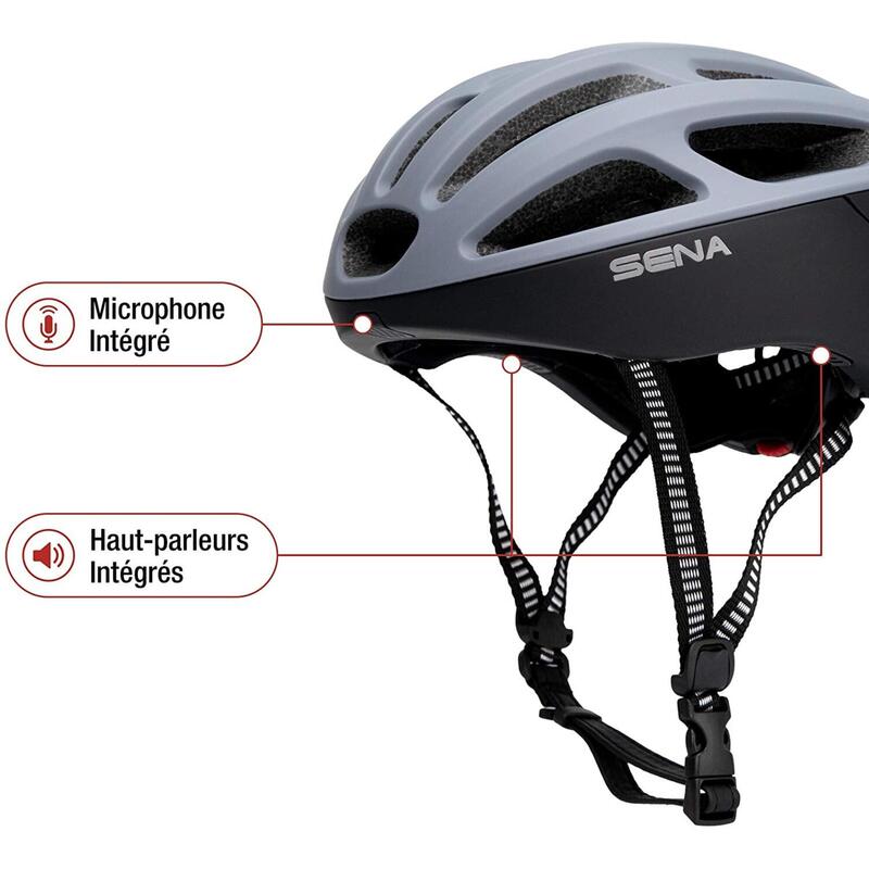 CASCO DA BICI (CON SISTEMA DI COMUNCIAZIONE INTEGRATO ) SENA R1, GRIGIO