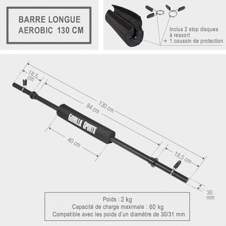 Gorilla Sports Aerobic Halterstang - 130 cm - Met Bar Pad - 30/31 mm -