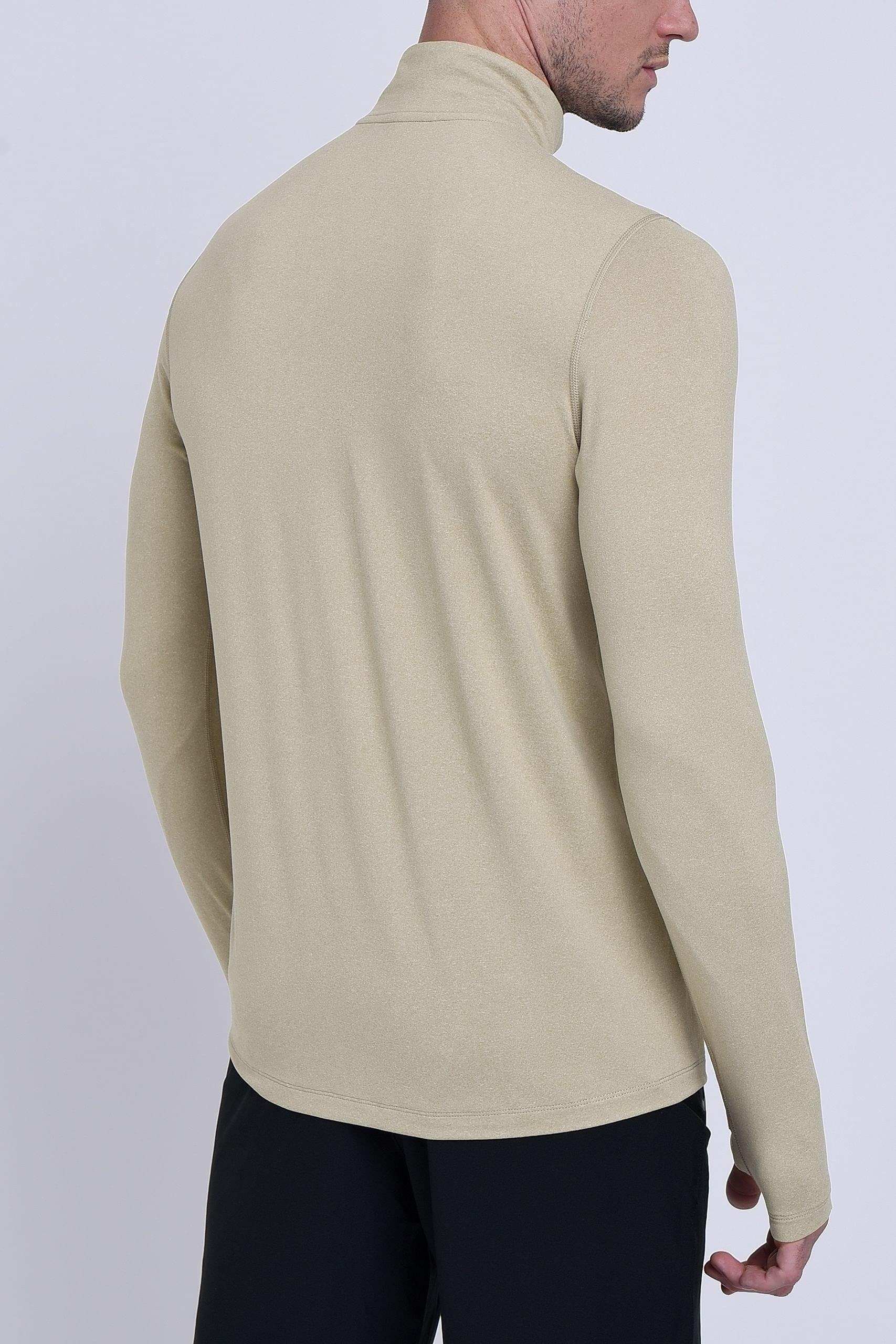 Men's Fusion Long Sleeve Half Zip Running Gym Top - Sandstorm 2/5