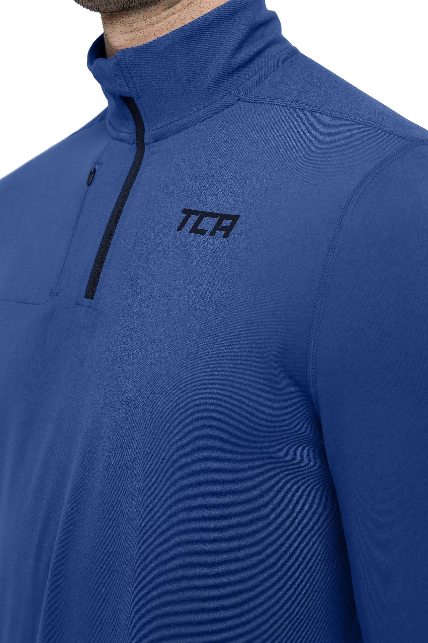 Men's Fusion Long Sleeve Half Zip Running Gym Top - True Blue 3/5