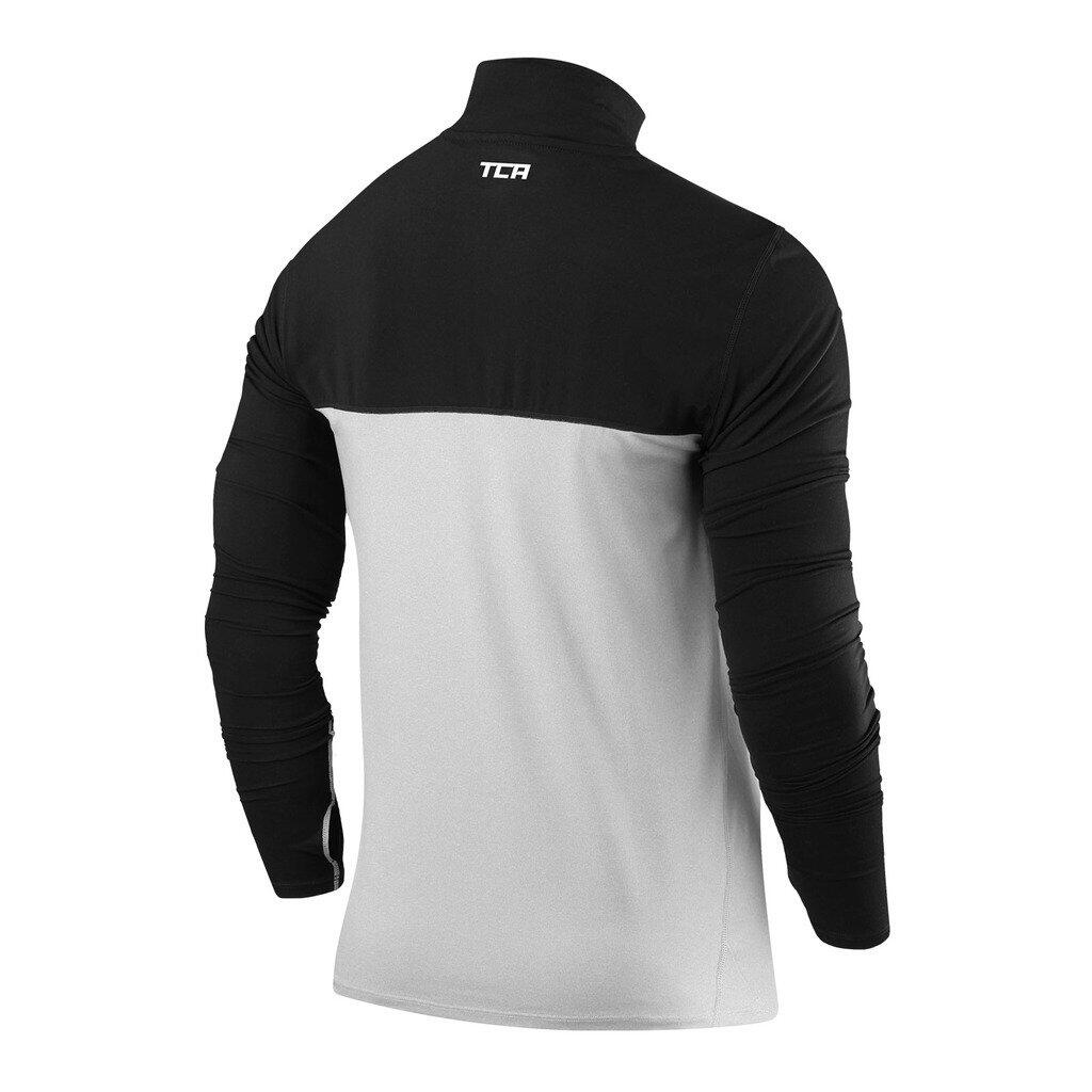 Men's Fusion Long Sleeve Half Zip Running Gym Top - Heather Grey Marl/Black 2/5