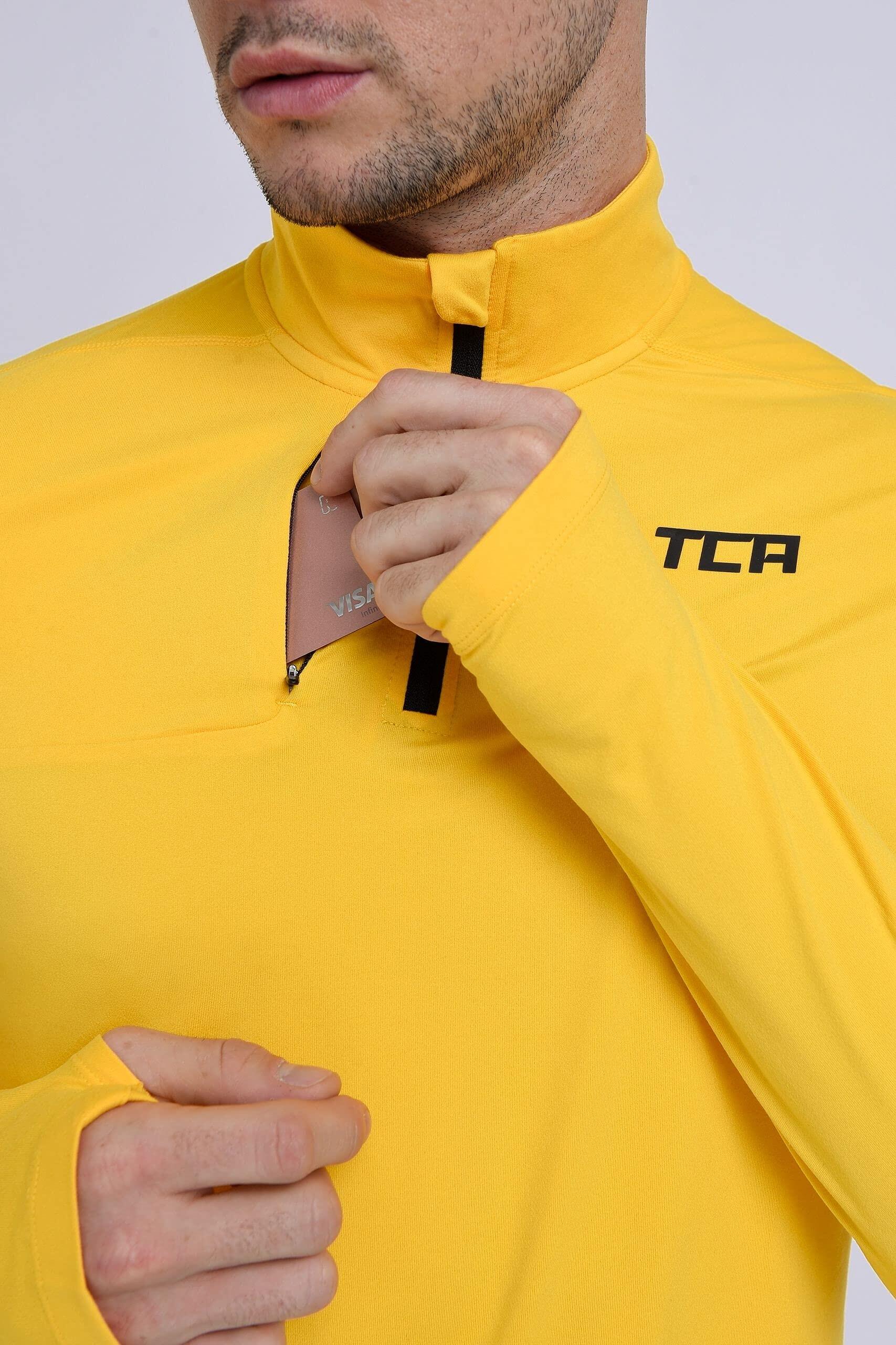 Men's Fusion Long Sleeve Half Zip Running Gym Top - Spectra Yellow 3/6