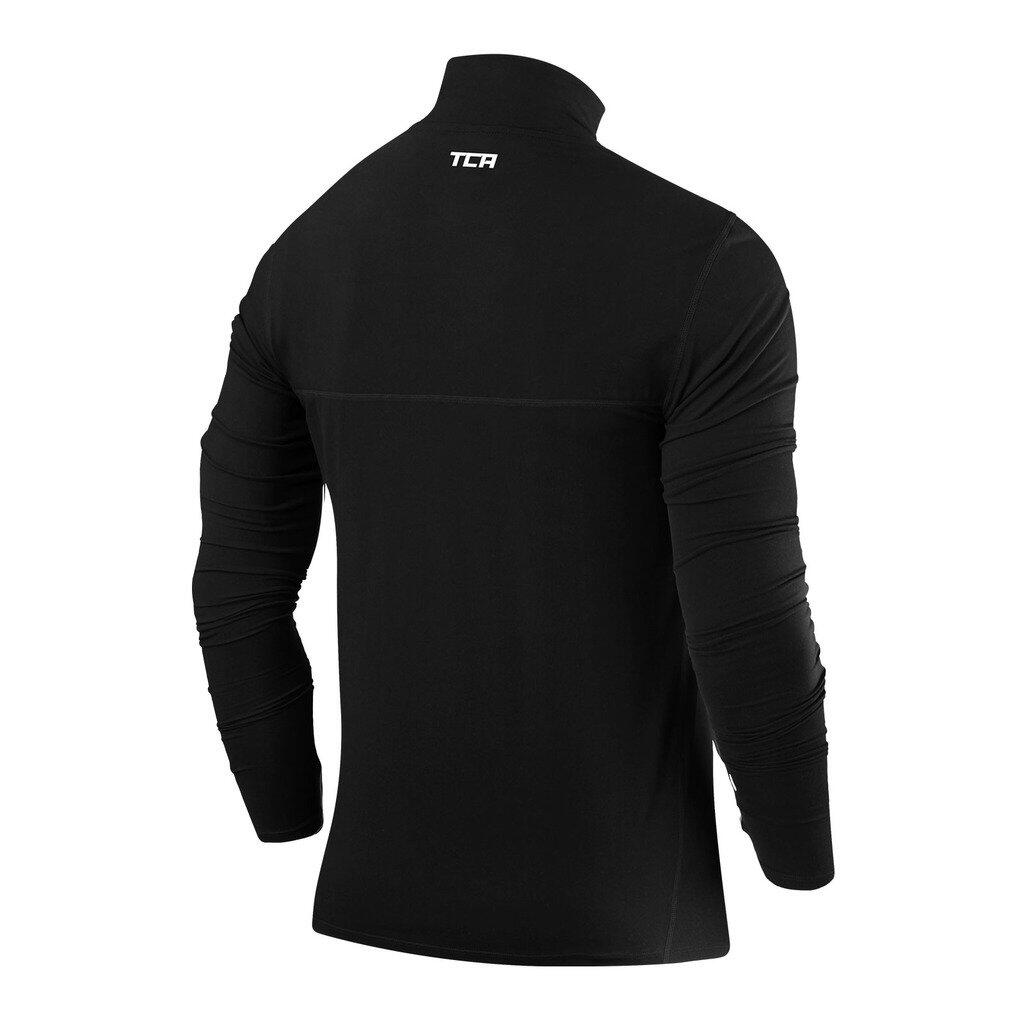 Men's Fusion Long Sleeve Half Zip Running Gym Top - Black/Black 2/5